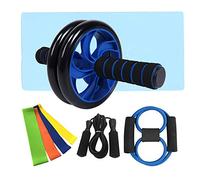 Abdominal Training Roller Wheel with Skipping Rope Chest Expander Resistance Ring Set, Full Core Home Gym Equipment for Abs Muscle Strength and Endurance Workout
