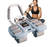 Abdominal Wheel Ab Roller,4-Wheel,Core And Abdominal Roller Trainer With Automatic Rebound With 6 Elbow Supports,Ab Plank Gym Equipment,Exercises Arm Machine For Fitness Trainer Home Gym