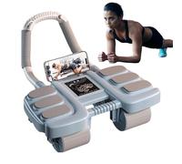 Abdominal Wheel Ab Roller, Automatic Rebound Abdominal Wheel with 6 Elbow Supports, Abdominal Exercise Machine Ab Wheel Roller with 4 Wheel Support for Fitness Trainer Home Gym Beginners Core Workout