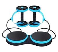 Abdominal wheel, Ab Wheel Double Roller With Resistance Bands Knee Mat Waist Twist Board Slimming Trainer Home Exercise Equipment(Blue)