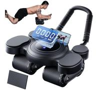 Abdominal Wheel Roller with Elbow Support, Digital Display Ab Roller with Time and Calorie Counter, Automatic Rebound Abs Workout Equipment for Home Gym Fitness black