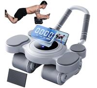 Abdominal Wheel Roller with Elbow Support, Digital Display Ab Roller with Time and Calorie Counter, Automatic Rebound Abs Workout Equipment for Home Gym Fitness gray
