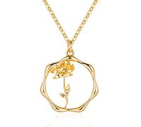 ABDOT Gold Necklace for Women Layered Birth Flower Necklaces 18K Gold Plated Custom Birth Month Floral Necklaces Paperclip Chain Necklace Women Anniversary Birthday Gifts for Women, 16.5 inches