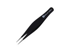 Abdul of Sialkot Pointed Tweezers ,Needle Nose Tip, Sharp Precision Ingrown Hair, Surgical Pointed for Blackheads & Splinters/Best Tweezers for Eyebrows (Reg black)