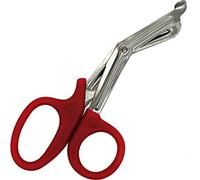 ABE First Aid Tuff Cut Utility Scissors 7.5'' Stainless Steel Medical Bandage Scissors EMT Shears for Emergency Supplies (Red)