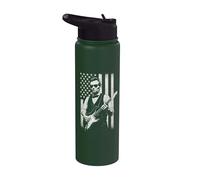 Abe Lincoln Playing Guitar Abraham USA Flag 4th of July Stainless Steel Insulated Water Bottle