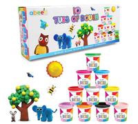 abeec 10-Tub Soft Dough for Toddlers | Rainbow Colour Modelling Dough Set | Colourful Sensory Clay for Kids Age 3+ | Non-Toxic Party Bag Filler Compound for Creative Play & Crafts