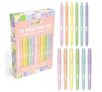 Abeec 12-Pack Set - 6 Black Ink Ballpoint Pens & 6 Pastel Highlighters, Perfect School Stationery for Teachers and Students