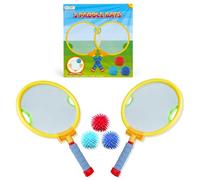 abeec 2-in-1 Paddle Bat and Beach Racket Set for Kids | Summer Garden Game | Includes 2 Bats, 3 Soft Balls & Handles | Lightweight Holiday Toy for Indoor & Outdoor Play