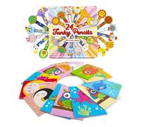 abeec 24 Funky Pencils With Rubbers Plus 24 A6 Note Books, Ultimate Stationery Set, Perfect For Party Bag Fillers, Stocking Fillers Kids, Class Gifts And Kids Party Favours. Funky Stationery