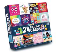 abeec 24 Kids Birthday Cards Multipack with Envelopes and Stickers, 12 Unique Assorted Designs for Boys and Girls, Childrens Card Pack for Parties, Classrooms and Gifts