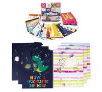 abeec 24 Kids Birthday Cards Plus 24 Gift Bags For Boys & Girls, Multiple Card Designs & Dinosaur and Unicorn Gift Bags