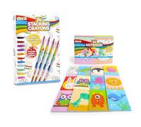 abeec 24 Pack Of A6 Notepads Plus 24 Stacking Crayons- A6 Note Books In 12 Designs For Kids Party Bags, Party Bag Fillers For Kids Birthdays 3 in 1 Travel Games - Boa