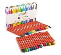 Abeec 36 Assorted Wax Crayons - Set of 36 Coloured Crayons for Kids - 18 with 2 of Each - Art and Crafts Supplies