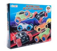 abeec 6 Friction Stunt Racers Cars Set | Colourful 360° Spinning Toy Cars for Toddlers and Kids Age 3+ | Durable Friction-Powered Vehicles for Indoor & Outdoor Play, Party Bag or Stocking Fillers