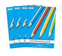 abeec A3 Plain Paper Drawing Pad x4-120 Sheet Sketch Book - 120 Plain White Sheets - 70 GSM Paper - Arts and Craft Scrap Book Essential for Kids Activities - Art Supplies for Kids