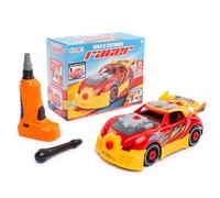 abeec Build And Customise Race Car Kit | Design-Your-Own Toy Vehicle Set With Battery Drill, Screwdriver And Sport Decals | Creative STEM Play For Children Age 3+ | Birthday Gift, Party Activity, Rain