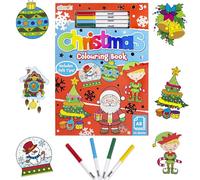 abeec Christmas Colouring Book for Children with Felt Tip Pens, A3 Colouring Book for Colouring and Painting, Xmas Gift Stocking Filler for Boys and Girls, Party Bag Filler