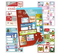 abeec Christmas Labels - 120 Self-Adhesive Stickers with 60 Foil Designs - Easy-Peel Tags for Wrapping Presents, Cards & Gift Bags - Festive Merry Christmas Stickers