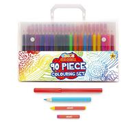 Abeec Colouring Set For Kids - 90 Piece - 20 Kids Felt Tip Pens, 30 Coloured Pencils And 40 Wax Crayons - Art Case
