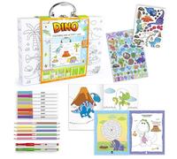 abeec Dino Colouring & Activity Case | Arts & Crafts for Kids | Colouring & Activity Book with Stickers, Markers, Pencils & Gel Pens | Dinosaur Travel Set & Creative Gift for Boys & Girls