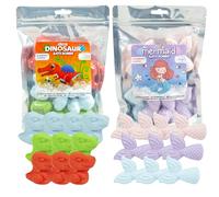 abeec Dinosaur & Mermaid Bath Bomb Set - 20 Colourful Bath Bombs for Kids - Fun Fizzy Bubble Bath Gifts in Red, Green, White, Pink, Purple & Blue