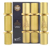 abeec Gold Luxury Christmas Crackers - 6 Large 14" Festive Crackers With Hats, Trivia Quiz Cards And Practical Gifts - Elegant Gold Finish For Family Christmas Table Celebrations