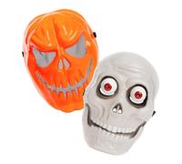 abeec Halloween Mask Duo - Skeleton & Pumpkin Costume Set for Kids & Adults - Scary Face Bundle for Parties, Trick or Treat & Fancy Dress - CE Tested Reusable Masks