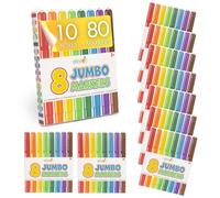 abeec Jumbo Marker Pens Bulk Pack - 80 Chunky Colouring Pens for Kids (10 × 8 Sets) - Ideal for Schools, Nurseries & Classrooms - CE & UKCA Certified
