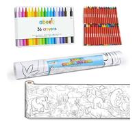 abeec Kit de coloriage pour enfants, comprend 1 rouleau de coloriage avec imprimé animal et 36 crayons de couleurs assorties, excellent kit de loisirs créatifs pour enfants et tout-petits