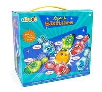 abeec Light Up Skittles - Skittles Bowling Set for Kids 3+ - Skittles Game for Kids with Facial Expressions and LED Flashing Lights Inside Including 1 Ball