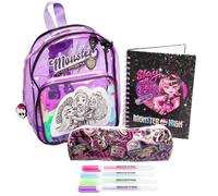 abeec Monster High Colour Your Own Accessory Set | Design Your Own Backpack, Pencil Case, A5 Notebook & 4 Gel Pens | Officially Licensed Monster High Craft Kit & Birthday Gift for Girls Ages 5+