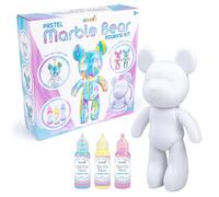 abeec Pastel Marble Bear Pouring Kit | DIY Paint Pouring Craft Set for Kids Age 8+ | Creative Art Project with 23cm Bear, Pastel Paints and Tools | Fun Birthday Gift for Girls and Boys