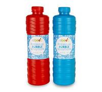 abeec Premium Bubble Solution 2 x 1L with Bubble Wands, Refill Mixture for Bubble Machines, Guns and Wands, Giant Outdoor Bubbles for Kids, Garden Party and Summer Fun, Ages 5+