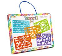 abeec Stencil Set - Stencils for Crafts Reusable - Art & Craft Supplies - Includes 4 Different Childrens Stencils Including Alphabet Stencils, Animal Stencils, Dinosaur Stencils and Vehicle Stencils