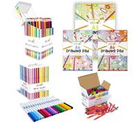 abeec Ultimate Kids Art Set | 180 Colouring Pencils, 100 Felt Tip Pens, 144 Wax Crayons + 3 Drawing Pads | Complete Childrens Art Supplies Bundle | Drawing, Colouring, Sketching Gift Ages 4+