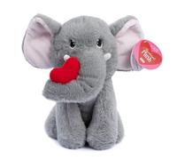 abeec Valentine’s Elephant Plush 25cm Grey Soft Toy - Cute Cuddly Elephant Holding Heart Gift for Kids Girlfriend Partner Valentine’s Day CE Certified