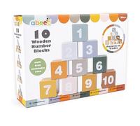 abeec Wooden Number Blocks for Babies and Toddlers - 10 Sustainable Montessori Stacking Cubes - Early Learning Toy for Counting, Animals and Nature - Educational Wooden Toy for 18 Months Plus