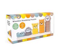 abeec Wooden Stacking Rings and Sorting Toy for Toddlers - Early Development & Activity - Counting & High Chair - Shape Stacking - Baby Development