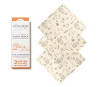 Abeego, Set of 3 Medium, 10" Square, Natural Beeswax Food Storage Wrap Flats