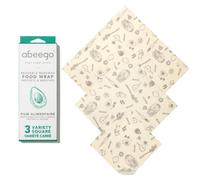 Abeego, The Original Beeswax Food Storage Wrap - Set of Three, 7" 10" and 13" Natural Square Sheets