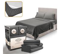 Abeero Home Queen Size Premium Sheet Set - Luxury Hotel Bedding - Cooling Bed Sheets with Elastic Corner Straps - Up to 15" Deep Pocket Mattress - Soft Sheets & Pillowcases - 4 Piece (Queen, Gray)