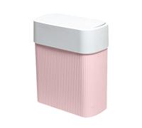 ABEETE Bathroom Trash Can with Lid, 12L Small Plastic Garbage Can for Kitchen with Press Top Lid, 3.2 Gallon Slim Dog Proof Wastebasket Trash Bin for Office, Bedroom, Living Room, Home Cabinet-Pink