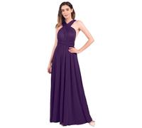 ABEHIK Women's Elegant Bridesmaid Wedding Party Dress Sexy Convertible Transformer Multi Way Wrap Cocktail Dress Off Shoulder Floor Length Bandage Evening Pageant Ball Prom Formal Gown Dark Purple L