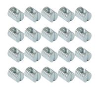 Abeicy 1/4"-20 Threaded Silver Barrel Nuts, 10mmX12.5mm Cross Dowel Hammer Nut, Zinc Plated Slotted Nuts Hardware Replacement for Furniture, Cots, Beds, Crib and Chairs (20)
