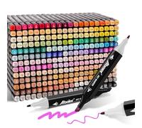 ABEIER 262 Color Marker Set,Dual Tip Art Alcohol Markers,Felt Tip Pens for Beginners,Highlighting, Sketching, Drawing,Permanent Art Marker Pens with Carrying Case & Storage Base
