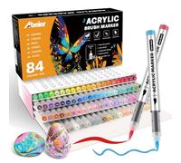 ABEIER 84 Colours Acrylic Paint Pens for Adults and Kids, Soft Brush Tip，Acrylic Paint Markers for Colouring，Rock Painting, Wood, Stone, Canvas, Glass, Fabric, Eggs, and DIY Crafts Art Supplies