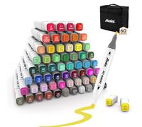 ABEIER Alcohol Markers 60 Colours, Dual Tip Art Markers Set for Adults Kids,Colouring Pens for Anime Manga, Drawing, Sketching, Permanent Marker Pens with Carrying Case