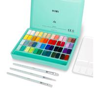 ABEIER HIMI Gouache Paint Set, Twin Cup 48 Colors x 12ml/0.4oz with 3 Brushes & a Palette, Non-Toxic, Jelly Guache Paint for Canvas and Watercolor