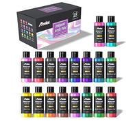 ABEIER Iridescent Acrylic Paint, Set of 18 Chameleon Colours, 2 oz/60ml Bottles, Colour Shifting, Non-Toxic, High Viscosity, Blendable, Paints on Rocks Crafts Canvas Wood, Fabric, Ceramic & Stone